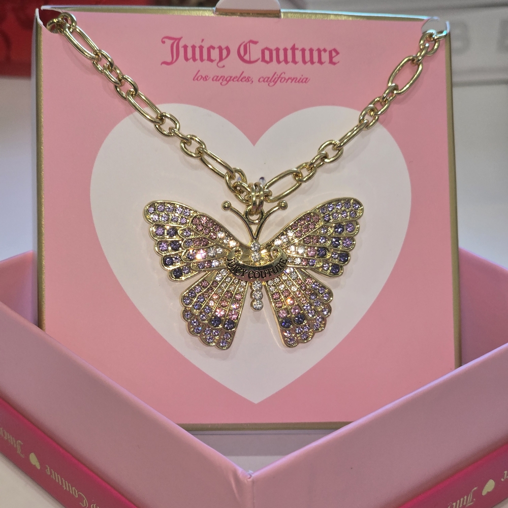 Juicy Couture Gold and Purple, Pink & White Butterfly 🦋 Necklace